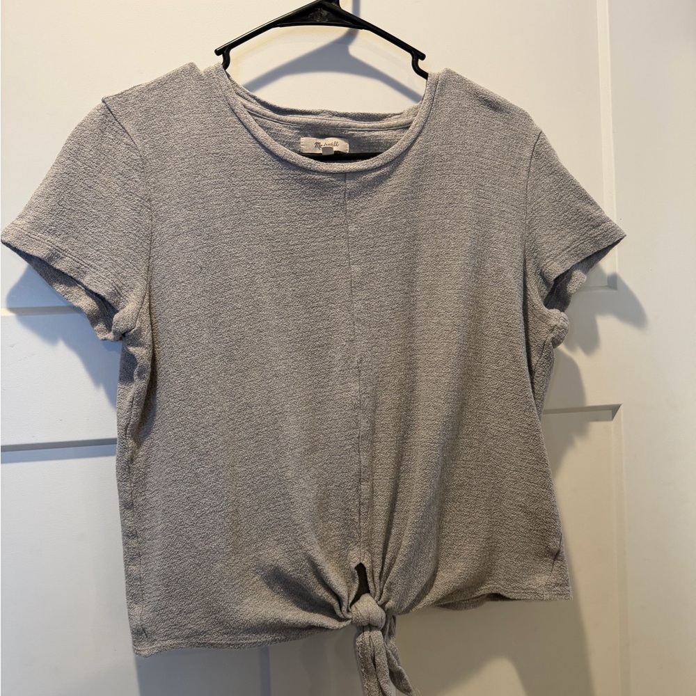 Madewell Heather Gray Tie-Front Tee